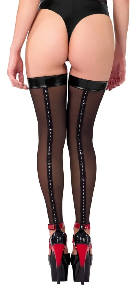 Noir Overknees "Glitzerstein-Naht" - Schwarz, Powerwetlook Noir Overknees "Glitzerstein-Naht" - Schwarz, Powerwetlook
