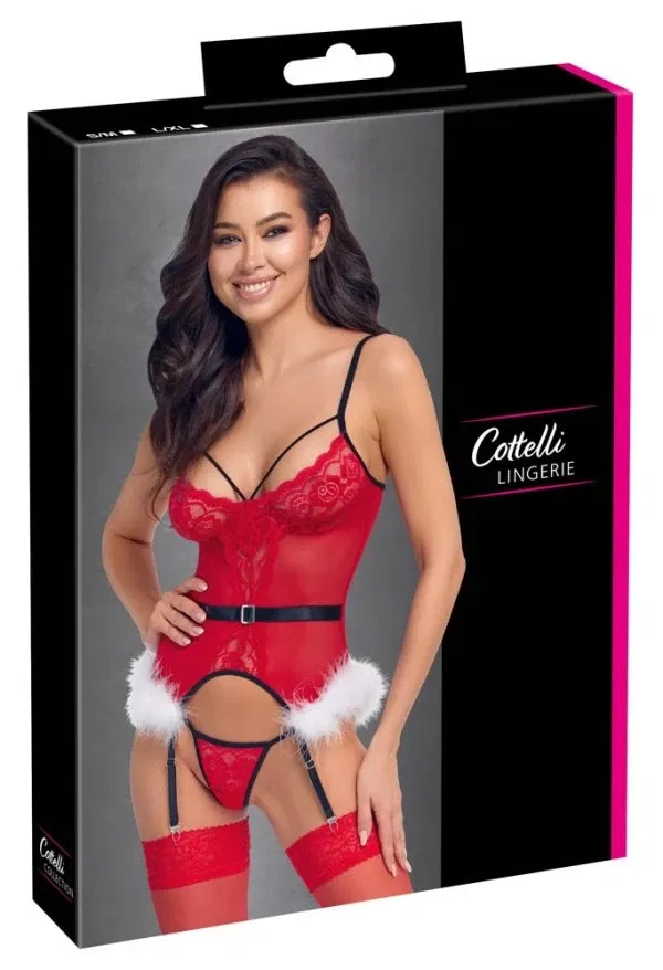 26332213111_verp Cottelli Lingerie X-Mas Strapshemd und String Set rot
