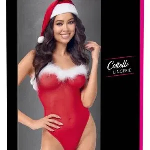 Cottelli Lingerie X-Mas Stringbody und Weihnachtsmütze Set