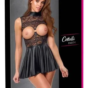 Cottelli PARTY Schwarzes Spitzen-Minikleid, busenfrei