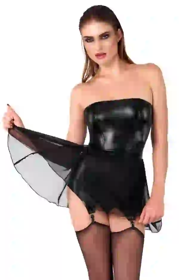 Noir Schwarzes Tube-Minikleid mit Straps-Corsage