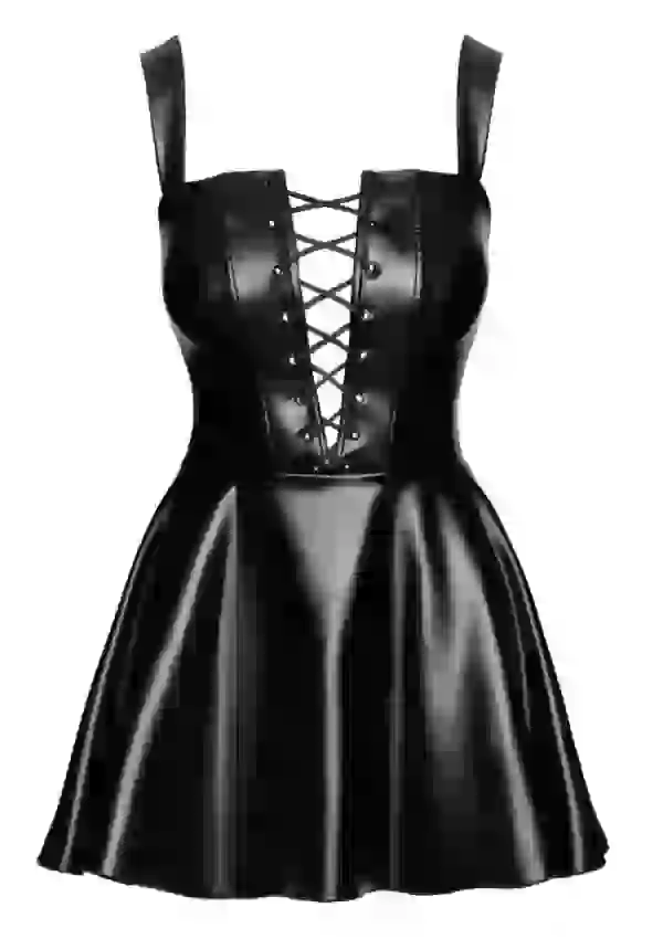 Noir Powerwetlook Träger-Minikleid - Schwarzes Wow-Kleid Noir Powerwetlook Träger-Minikleid - Schwarzes Wow-Kleid