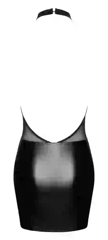 Noir Powerwetlook Minikleid in Schwarz, tailliert und rückenfrei Noir Powerwetlook Minikleid in Schwarz, tailliert und rückenfrei