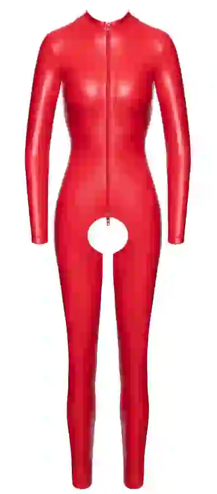 Noir Powerwetlook Overall ouvert in Rot Noir Powerwetlook Overall ouvert in Rot