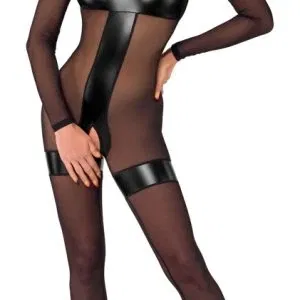 Noir Exklusiver schwarzer Overall ouvert - Geheimnisvolle Transparenz