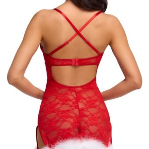 Cottelli LINGERIE X-Mas Spitzen-Negligé, Rot mit Federn Cottelli LINGERIE X-Mas Spitzen-Negligé, Rot mit Federn – Bild 5