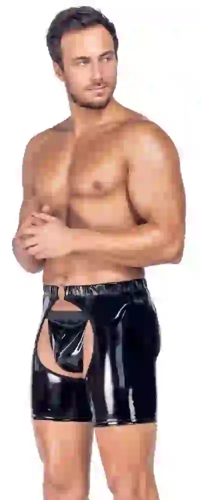 Black Level Lack-Chaps mit String in Schwarz Black Level Lack-Chaps mit String in Schwarz