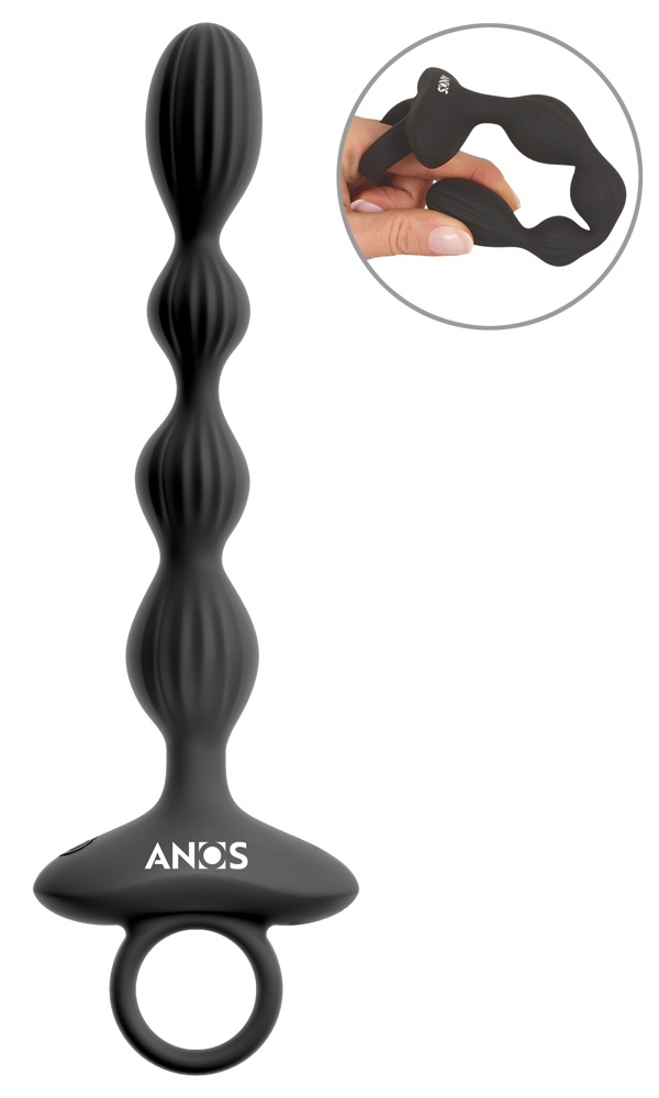 ANOS Flexibler Analstrang mit Jumping Vibrations - Schwarz
