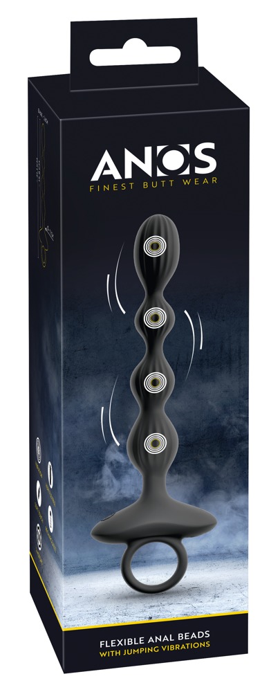 ANOS Flexibler Analstrang mit Jumping Vibrations - Schwarz