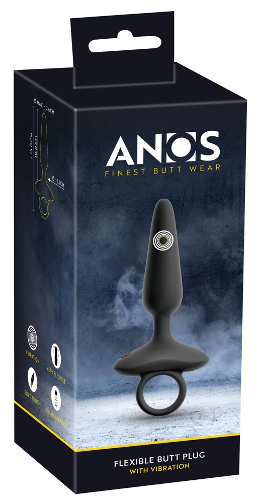 ANOS Flexibler Vibrating Butt Plug in Schwarz