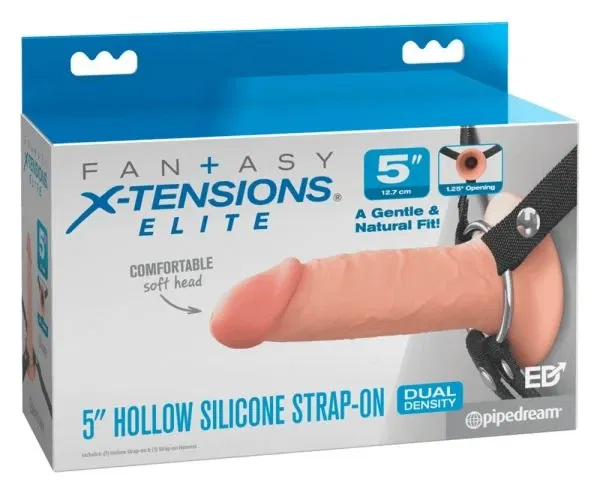 Fantasy X-Tensions Elite 5" Hollow Strap-On - Naturlook Dual Density Silikon