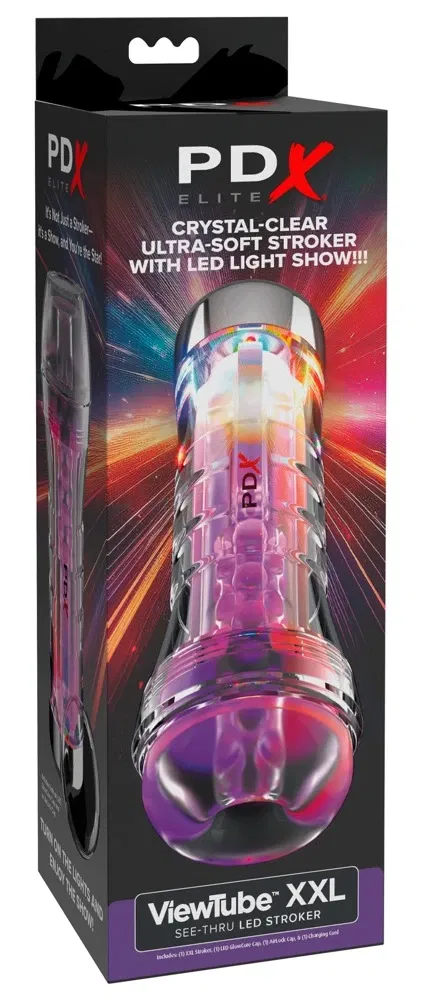 PDX Elite ViewTube XXL Clear LED Stroker Masturbator transparent