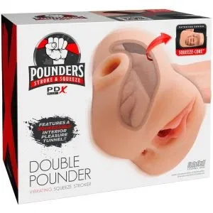 PDX Plus Vibrierender Pussy Pounder Stroker, hautfarben