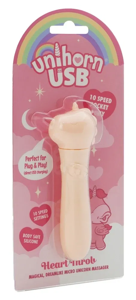 Unihorn USB Heart Throb Minivibrator Einhorn-Design Silikon 14,3 cm