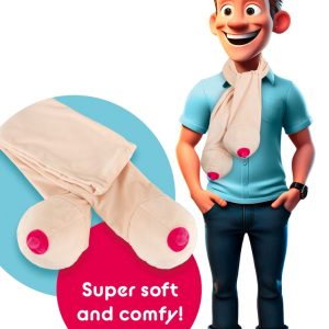 FunWear Busen-Schal Nude mit pinkfarbenen Plüschnippeln