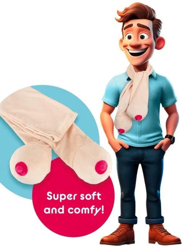 FunWear Busen-Schal Nude mit pinkfarbenen Plüschnippeln