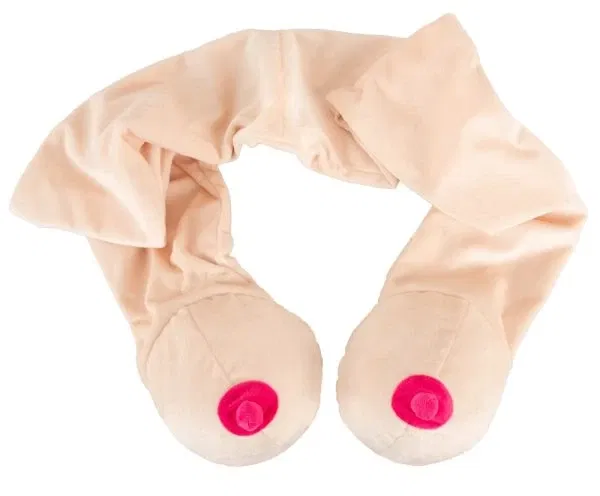 FunWear Busen-Schal Nude mit pinkfarbenen Plüschnippeln