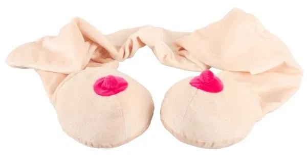 FunWear Busen-Schal Nude mit pinkfarbenen Plüschnippeln