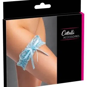 Cottelli ACCESSOIRES Strumpfband Spitze Blau S-L mit Satinschleife