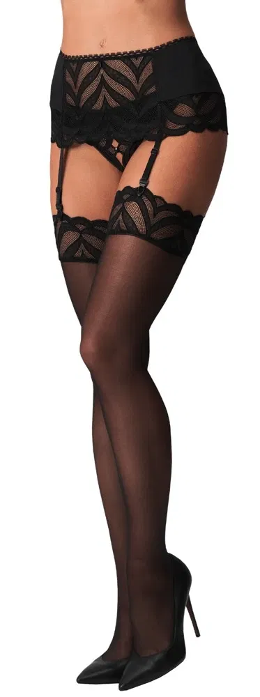 Obsessive Lecille Straps-Strümpfe Schwarz S/M mit Spitzenabschluss Obsessive Lecille Straps-Strümpfe Schwarz S/M mit Spitzenabschluss