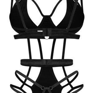 Obsessive Keira L/XL schwarzer Riemen-Stringbody mit Lackdetails Obsessive Keira L/XL schwarzer Riemen-Stringbody mit Lackdetails – Bild 4