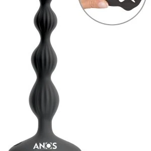 ANOS Premium Flexible Anal Beads mit Jumping Vibrations, Schwarz, 21,1 cm