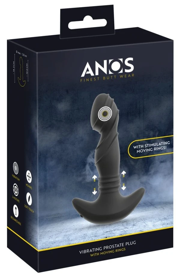 ANOS Moving Rings Vibro-Prostata Plug Schwarz 16,3 cm