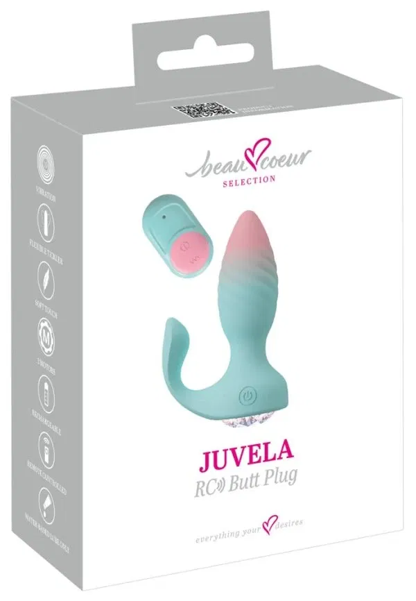 beau cœur Juvela RC Vibro Butt Plug türkis mit Fernbedienung