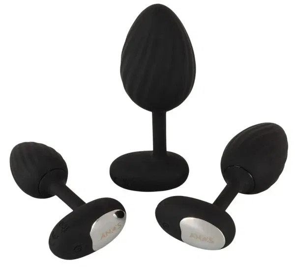 ANOS RC Vibrating Butt Plug Set Schwarz – 3 Größen, Fernbedienung, wasserdicht