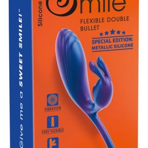 Sweet Smile Metallic Flexible Double Bullet Blau – Dual-Vibrator aus Silikon mit 10 Vibrationsmodi