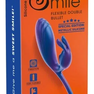 Sweet Smile Metallic Flexible Double Bullet Blau – Dual-Vibrator aus Silikon mit 10 Vibrationsmodi