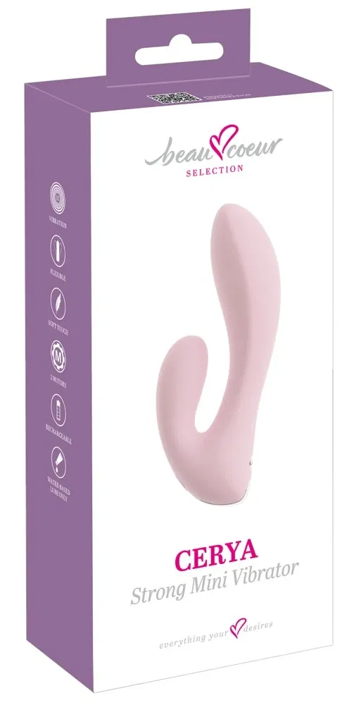 54067140000_verp beau cœur Cerya Strong Mini V Rabbit Vibrator Rosa Dual Power 14 cm