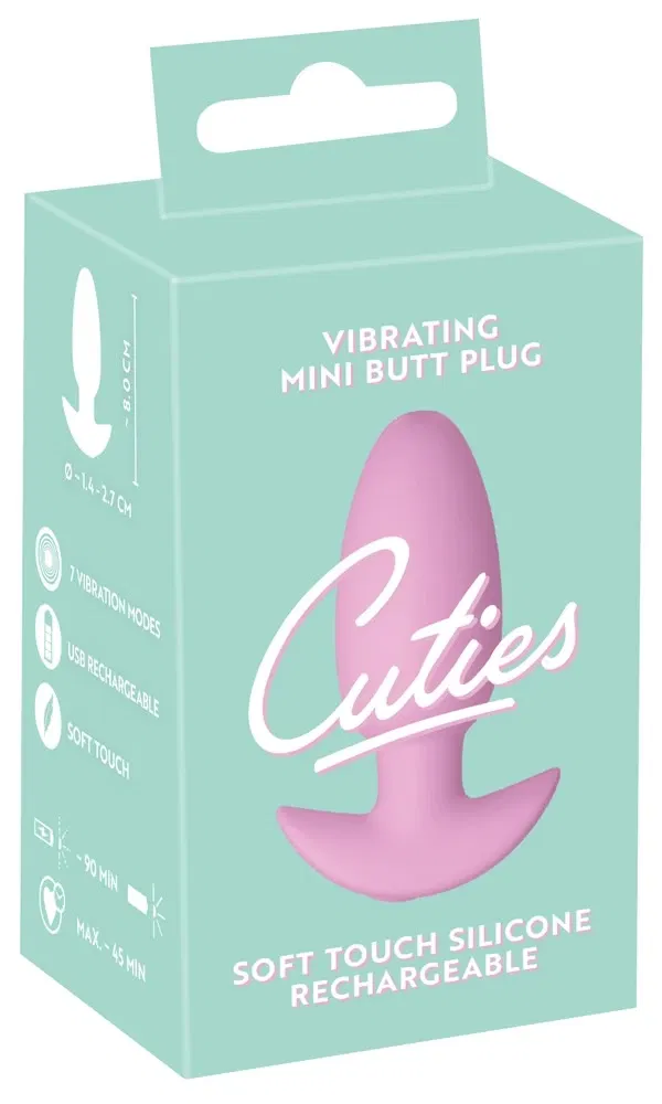 54069940000_verp Cuties Vibrating Mini Butt Plug Rosa – 7 Vibrationsmodi, Silikon, USB-wiederaufladbar