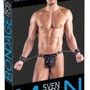 Svenjoyment Bondage Herren Rio String mit Soft-Handfesseln M Schwarz