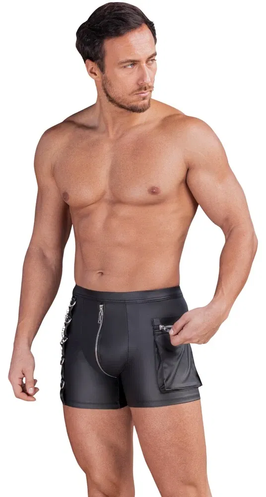 NEK Herren Pants XL Schwarz Mattlook mit Karabiner-Ketten und Cargotasche