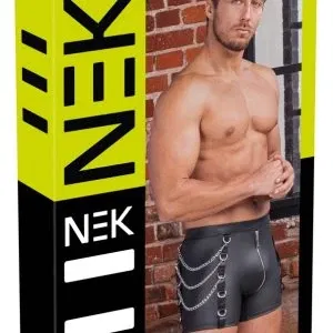 NEK Herren Pants M Schwarz Mattlook mit Karabiner-Ketten und Cargotasche