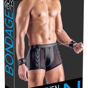 Svenjoyment Bondage Herren Pants 3XL Schwarz mit Soft-Handfesseln und Metallringen