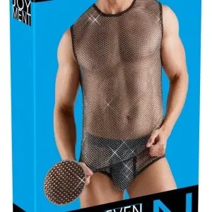 Svenjoyment Herren Netzshirt M Schwarz Glitzersteinchen Ärmellos