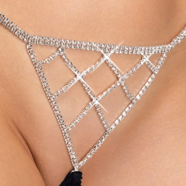 Cottelli LINGERIE Strass-String offen Schwarz S-L
