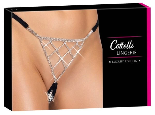 Cottelli LINGERIE Strass-String offen Schwarz S-L