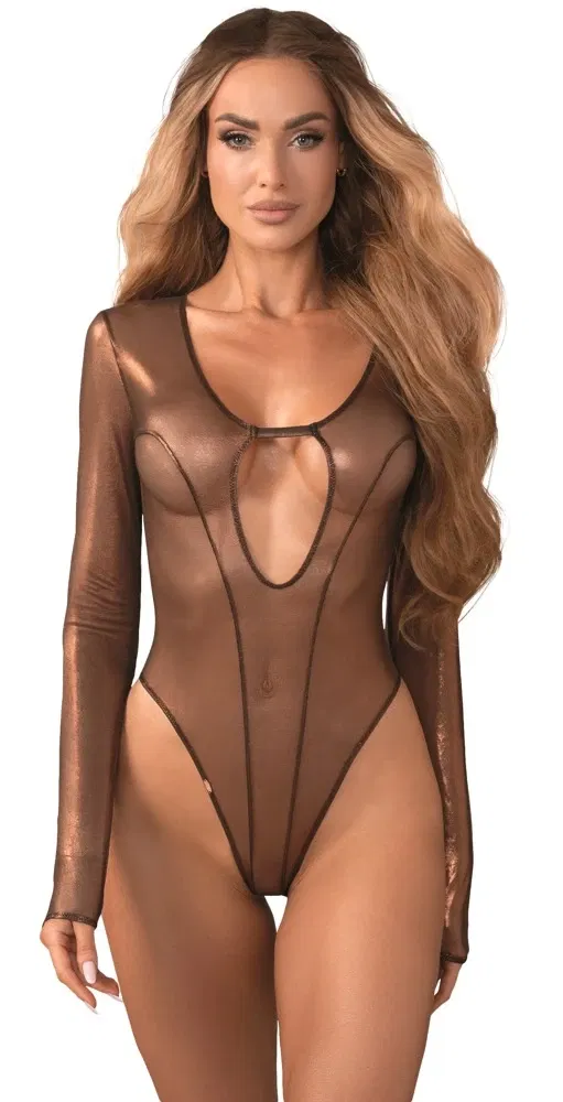 Obsessive Soranna Langarm-Body 2XL/3XL Bronze Glow