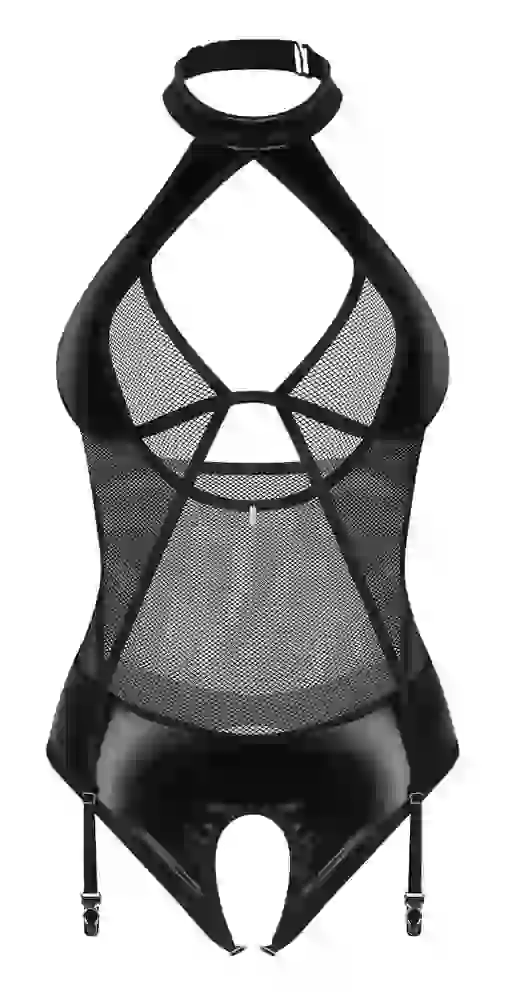 Obsessive Dominna Straps-Body ouvert L/XL schwarz Wetlook & Netz Obsessive Dominna Straps-Body ouvert L/XL schwarz Wetlook & Netz