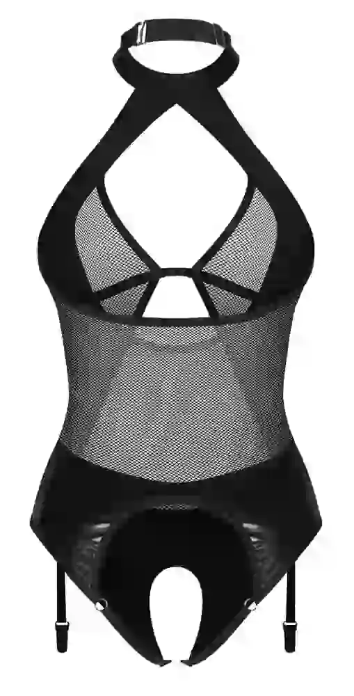 Obsessive Dominna Straps-Body ouvert L/XL schwarz Wetlook & Netz Obsessive Dominna Straps-Body ouvert L/XL schwarz Wetlook & Netz