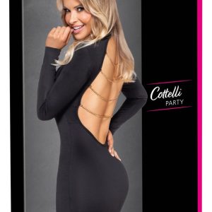 Cottelli PARTY Schwarzes Minikleid mit Goldketten & Rückenausschnitt Größe S