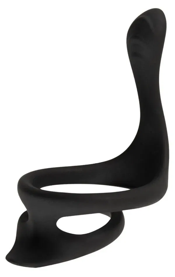 Erecto Cock & Ball Ring mit Perineumreizer aus schwarzem Liquid-Silikon, dehnbar