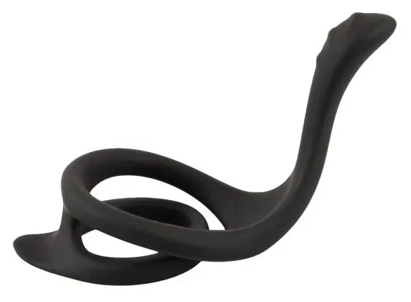 Erecto Cock & Ball Ring mit Perineumreizer aus schwarzem Liquid-Silikon, dehnbar