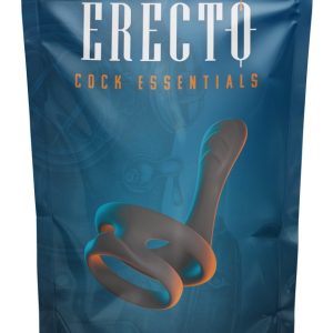 Erecto Cock & Ball Ring mit Perineumreizer aus schwarzem Liquid-Silikon, dehnbar