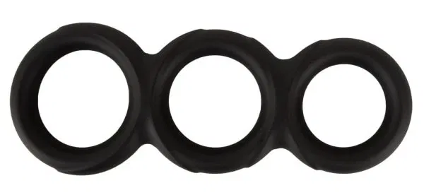Erecto Triple Cock Ring schwarz – dehnbares Liquid-Silikon, 3er-Ring für starke Erektion