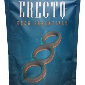 Erecto Triple Cock Ring schwarz – dehnbares Liquid-Silikon, 3er-Ring für starke Erektion
