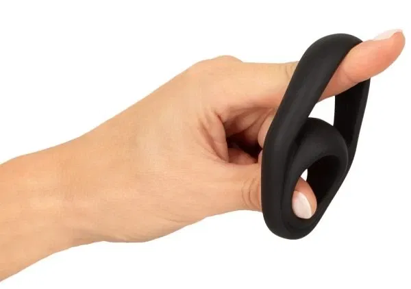 Erecto Cock & Ball Ring schwarz aus Liquid-Silikon, dehnbar, 6,8 cm
